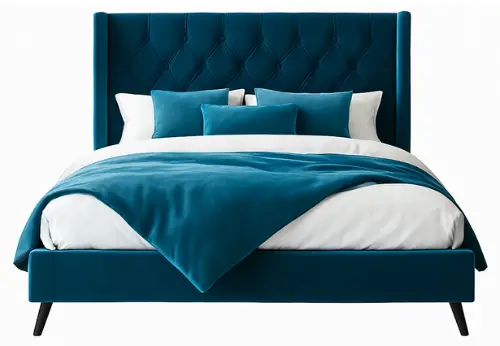 Luxury Velvet Upholstered Bed with Tufted Headboard